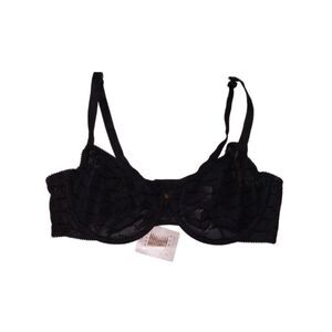 Savage X Fenty Black Caviar Flocked Logo Unlined Underwire Demi Bra Size 42DDD